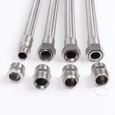Construcción de acero inoxidable tubo trenzado de alambre único corrugado manguera de metal flexible con ajuste